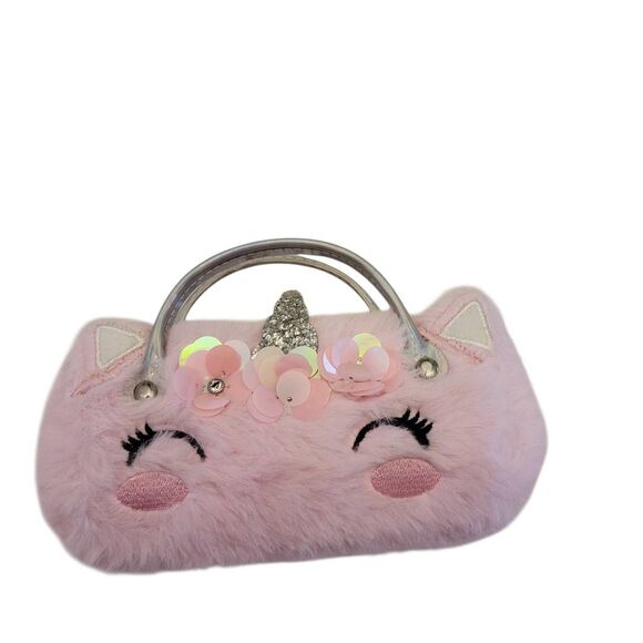 Girls Unicorn Rose Gold Rhinestone Aviator Sunglasses with Furry Sparkly Case - Picture 12 of 13